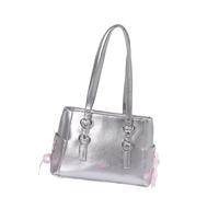Borsa a tracolla da donna Borsa a tracolla di grande capacità Zaino in pelle PU Borsa elegante alla moda Bella archi Pendolari Donne Retro Spalla Bella Archi Zaino Grande Capacità Crossbody, Argento