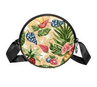 Borsa a tracolla da donna, borsa a tracolla estiva americana piccola borsa a tracolla con cerniera spallacci regolabili casual da donna ragazza borsa rotonda