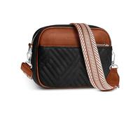 Borsa a tracolla da donna - Borsa a tracolla in ecopelle con protezione antifurto RFID e tracolla regolabile - dotata di cerniere argentate e clip antifurto - inclusa tracolla stile chitarra