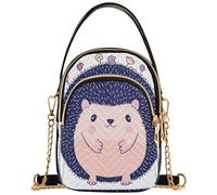 Borsa a tracolla da donna carina portafoglio per cellulare borsa a tracolla trapuntata pochette cerniera tote cartone animato carino riccio animale, 15 x 8 x 21 cm