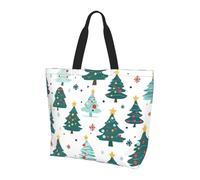 Borsa a tracolla da donna con albero di Natale e stella, borsa colorata per la spesa, impermeabile, grande borsa con tasca interna, per lavoro, viaggi, scuola
