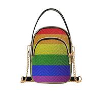 Borsa a tracolla da donna con bandiera arcobaleno Lgbt borsa a tracolla per telefono pastello borsa a catena borsa trapuntata designer frizione da donna con cerniera tote