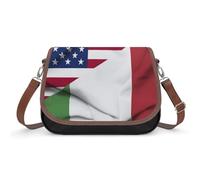 Borsa a tracolla da donna con bandiera degli Stati Uniti e dell'Italia, alla moda, con tracolla regolabile