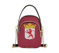 Borsa a tracolla da donna con bandiera della Provincia di Leon, con tracolla a catena e motivo floreale, trapuntata, borsa a tracolla