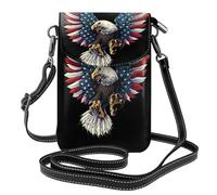 Borsa a tracolla da donna con bandiera dell'aquila americana stampata piccola con slot per carte di credito portafoglio mobile