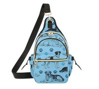 Borsa a tracolla da donna con cane che gioca nero e azzurro Brother | Borsa sportiva da donna per uso quotidiano, appuntamenti