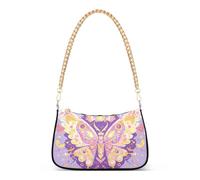 Borsa a tracolla da donna con catena alla moda viola dorata farfalla per le signore