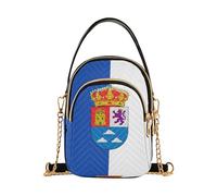Borsa a tracolla da donna, con catena trapuntata, per cellulare, elegante, con cerniera, con bandiera della provincia di Las Palmas
