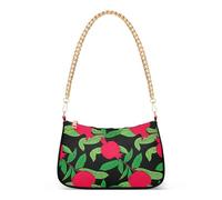Borsa a tracolla da donna con cerniera floreale rosso melograno foglie verdi borse tote scure Moon donna classica borsa hobo totes con tracolla a catena