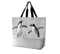Borsa a tracolla da donna con due pinguini nella vasca da bagno, borsa per la spesa riutilizzabile leggera borsa da viaggio