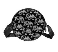 Borsa a tracolla da donna, con elefante indiano, piccola borsa a tracolla con cerniera, spallacci regolabili, casual, borsa rotonda da donna