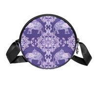 Borsa a tracolla da donna, con elefante indiano, piccola borsa a tracolla con cerniera, spallacci regolabili, casual, borsa rotonda da donna
