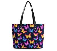 Borsa a tracolla da donna con farfalla colorata al neon e cielo stellato, borsa a mano in pelle alla moda, borsa a tracolla per donna, adatta al lavoro