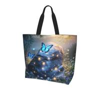 Borsa a tracolla da donna con farfalla e galassia Moon At Night, borsa per la spesa, impermeabile, grande borsa con tasca interna, per lavoro, viaggi, scuola