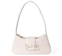 Borsa a tracolla da donna con fiocco dolce, in pelle PU, stile retrò, con chiusura a cerniera, mini borsa a mezzaluna Y2K, per regali di lavoro e vacanze, bianco, 270.00x120.00x60.00mm