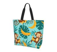 Borsa a tracolla da donna con foglie di palma scimmia, borsa per la spesa, impermeabile, grande borsa con tasca interna, per lavoro, viaggi, scuola