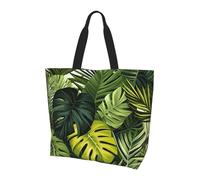 Borsa a tracolla da donna con foglie tropicali della giungla e foglie di palma, borsa per la spesa, impermeabile, grande borsa con tasca interna, per lavoro, viaggi, scuola