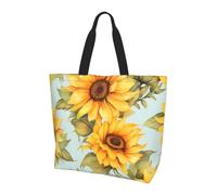 Borsa a tracolla da donna con girasoli gialli borse per la spesa con fiori floreali borsa grande resistente all'acqua con tasca interna per lavoro, viaggi, scuola