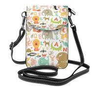 Borsa a tracolla da donna con lettere dell'alfabeto dello zoo stampate, piccola borsa a tracolla con scomparto per carte di credito