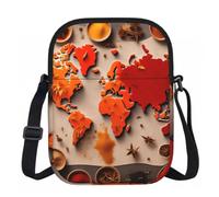 Borsa a tracolla da donna con mappa del mondo composta da spezie, borsa a tracolla da viaggio, casual, per tutti i giorni, versatile