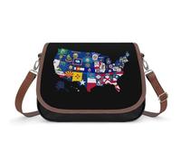 Borsa a tracolla da donna con mappa della bandiera degli Stati Uniti, borsa a tracolla alla moda con tracolla regolabile