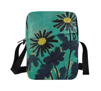 Borsa a tracolla da donna con margherita nera, borsa a tracolla da uomo, borsa casual a tracolla da donna, tracolla regolabile, per uso quotidiano all'aperto