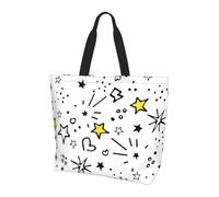 Borsa a tracolla da donna con motivo a cuore e stella, borsa per la spesa impermeabile, grande borsa con tasca interna, per lavoro, viaggi, scuola