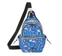 Borsa a tracolla da donna con motivo di vita oceanica subacquea con balene, delfini e creature marine, borsa a tracolla da donna