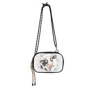 Borsa a tracolla da donna con motivo mucca maculata che sbircia attraverso la parete, comoda borsa a tracolla con tracolla regolabile