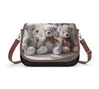 Borsa a tracolla da donna, con orso seduto sullo scaffale, borsa a tracolla in pelle regolabile, tracolla rimovibile, borse a mani libere