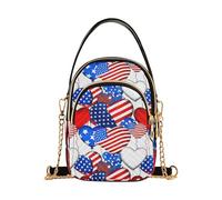 Borsa a tracolla da donna con palloncini a forma di cuore patriottica America borsa a tracolla trapuntata tracolla per cellulare borsa carina con cerniera