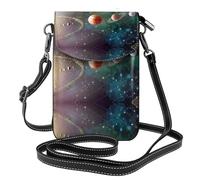 Borsa a tracolla da donna con pianeta spazio sistema solare stampato piccolo con slot per carte di credito portafoglio mobile