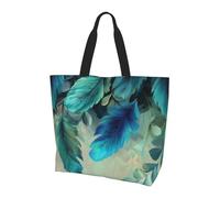 Borsa a tracolla da donna con piume, color foglia di tè, borsa da ballerina, borsa per la spesa, impermeabile, grande borsa con tasca interna, per lavoro, viaggi, scuola