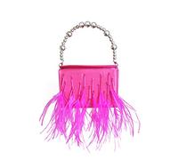 Borsa a tracolla da donna con piume di lusso, borsa a tracolla con nappe, borsa da sposa con cinturino in perla, pochette alla moda, A