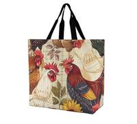 Borsa a tracolla da donna con polli e girasoli, borsa per la spesa, riutilizzabile, leggera, borsa da viaggio