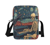Borsa a tracolla da donna con scheletro Play The Piano Starry Sky borsa a tracolla per donna borsa a tracolla regolabile per scuola quotidiana all'aperto