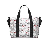 Borsa a tracolla da donna con scritta "I Love You Words with Hearts", borsa a tracolla portatile, adatta per allenamenti in palestra, pendolarismo e viaggi