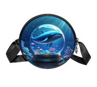 Borsa a tracolla da donna, con sfera di cristallo a balena, piccola borsa a tracolla con cerniera, spallacci regolabili, casual, borsa rotonda da donna