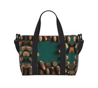 Borsa a tracolla da donna con stampa a confine con pigne, adatta per pendolarismo/fitness/viaggi, borsa a tracolla alla moda e versatile