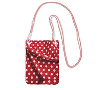 Borsa a tracolla da donna, con stampa a pois bianchi e rossi, mini portafogli per telefono, grazioso portafoglio per telefono, regalo per escursioni e viaggi, rosa, Taglia unica