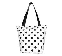 Borsa a tracolla da donna, con stampa a pois, riutilizzabile, grande, per la spesa, per l'ufficio, lo shopping, i viaggi