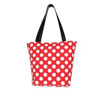 Borsa a tracolla da donna, con stampa a pois, riutilizzabile, grande, per la spesa, per l'ufficio, lo shopping, i viaggi