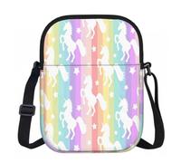 Borsa a tracolla da donna con stampa a righe colorate con unicorni su borsa da viaggio casual per attività quotidiane