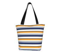 Borsa a tracolla da donna, con stampa a righe, riutilizzabile, grande, per la spesa, per l'ufficio, lo shopping, i viaggi