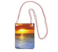 Borsa a tracolla da donna, con stampa al tramonto, mini borse per telefono, grazioso portafoglio per telefono, regalo per escursioni e viaggi, rosa, Taglia unica