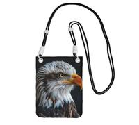 Borsa a tracolla da donna, con stampa aquila calva, mini portamonete per telefono, grazioso portafoglio per telefono, regalo per escursioni e viaggi, Nero , Taglia unica