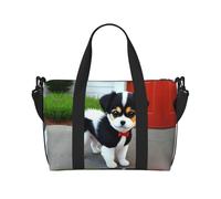 Borsa a tracolla da donna con stampa cucciolo bianco e nero, adatta per pendolarismo/fitness/viaggi, borsa a tracolla alla moda e versatile