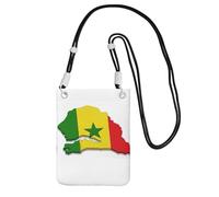 Borsa a tracolla da donna, con stampa della mappa della bandiera del Senegal, mini portamonete per telefono, grazioso portafoglio per telefono, regalo per escursioni e viaggi, Nero , Taglia unica