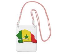 Borsa a tracolla da donna, con stampa della mappa della bandiera del Senegal, mini portamonete per telefono, grazioso portafoglio per telefono, regalo per escursioni e viaggi, rosa, Taglia unica
