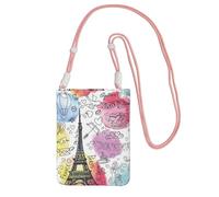 Borsa a tracolla da donna, con stampa della Torre Eiffel di Parigi, mini portamonete per telefono, grazioso portafoglio per telefono, regalo per escursioni e viaggi, rosa, Taglia unica